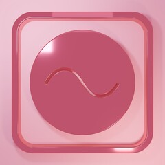 Pink AC voltage source symbol icon isolated on pink background. Alternating current symbol. Minimalism concept. 3D render illustration