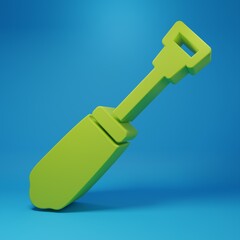 Green Screwdriver icon isolated on blue background. Service tool symbol. Minimalism concept. 3D render illustration