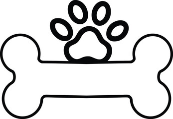 Paw Print on Bone Outline