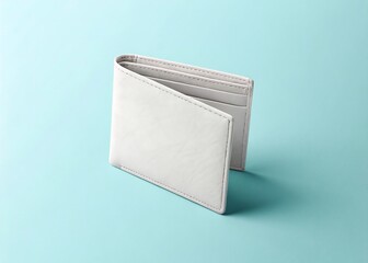 paper wallet floating upright on light blue background