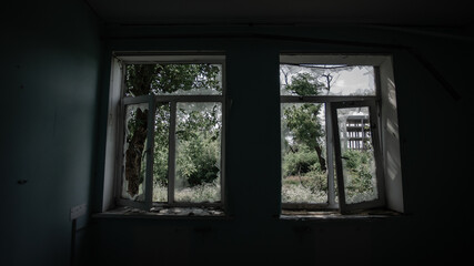 Fototapeta premium ruined street and destroyed houses the city Kiev war in Ukraine