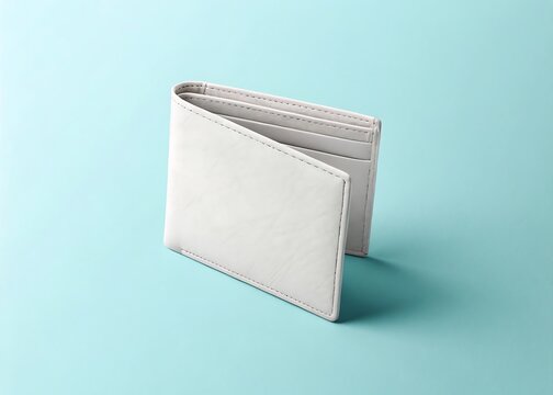 paper wallet floating upright on light blue background
