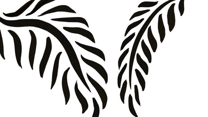 Fern Leaf Silhouettes: Black Vector Foliage Elements on White, Isolated Botanical Design, Modern Tropical Nature Illustration, Minimalist Exotic Plant