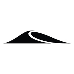 Abstract black and white hill with curved line