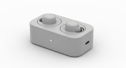 Fototapeta premium Modern wireless earbuds charging case with sleek minimalist design