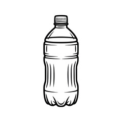 Black and white sketch of a plastic water bottle