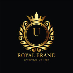 Golden Royal Brand Logo with Letter U