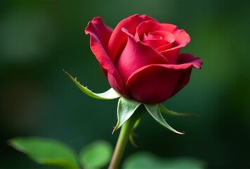 red rose on green
