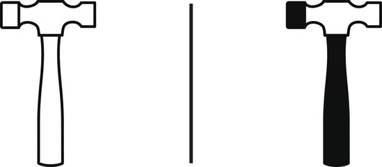 Hammer Silhouette Contrast: A pair of hammers, one in stark black and another in crisp white, split in a visual interplay of contrast