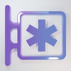 Obraz premium Purple-blue Medical symbol of the Emergency - Star of Life icon isolated on grey background. Minimalism concept. 3D render illustration