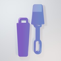 Purple-blue Mascara brush icon isolated on grey background. Minimalism concept. 3D render illustration