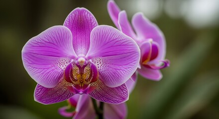 Obraz premium Beautiful Purple Orchid Flower Close Up Macro Photography Botanical Nature