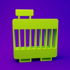 Green Car radiator cooling system icon isolated on purple-blue background. Minimalism concept. 3D render illustration