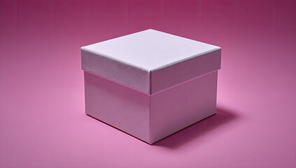 White square gift box on pink background