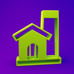Green Smithy workshop interior icon isolated on purple-blue background. Minimalism concept. 3D render illustration