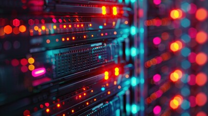 Close Up Photography of Modern Networks Data Center with Rows of Servers