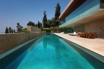 luxurious mansion exterior design trending in  emphasizing glass structures and natural elements