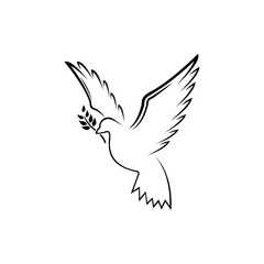 Fototapeta premium Simple and elegant dove icon vector template, a symbol of peace.