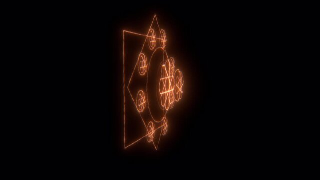 Mystical Fiery Sacred Geometry Symbol Animating with Glowing Energy Lines - Powered by Adobe