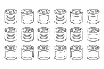 Canned Food Vector Icons Tin Cans with Pull Tabs and Blank Labels