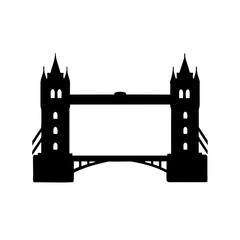 Iconic London Tower Bridge Silhouette on a White Background, Timeless Landmark