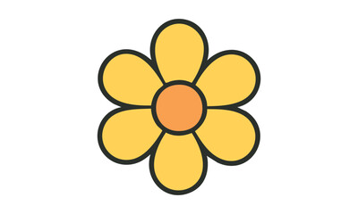 Simple Yellow Flower Clip Art – Minimalist Floral Botanical Illustration