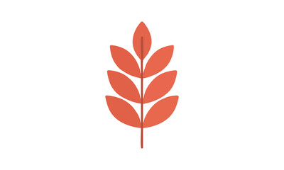 Minimalist Red Leaf Clip Art – Simple Botanical Nature Illustration