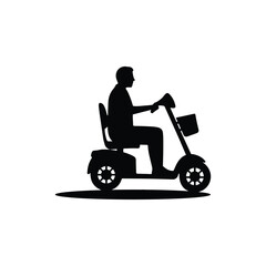 Mobility Scooter with Rider , Accessibility Silhouette Illustration