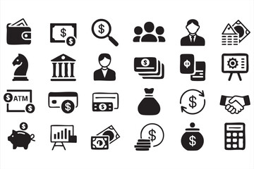 Finance Icon Set Vector Collection of Money and Banking Symbols