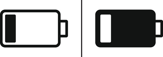 Battery Level Indicator: An abstract and minimalist depiction of battery icons representing low and full charge, conveying the core essence of power and energy status.