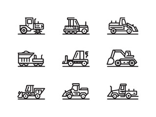 Bulldozer Ultra Minimalist Line Art Set
