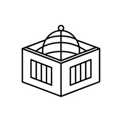 Obraz premium Outline drawing of a geometric structure on transparent background