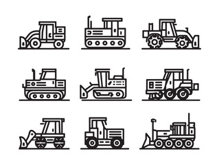 Bulldozer Ultra Minimalist Line Art Design