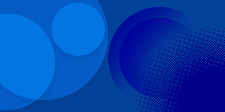 abstract background dynamic arrangement overlapping circles shades of blue and halftone dot pattern. Solid translucent circles create a layered effect. Textured elements  modern and graphic feel.
