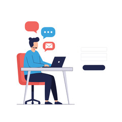 Customer support representative assisting clients with communication channels and online services