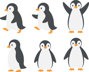 Obraz premium Cute Cartoon Penguins Set