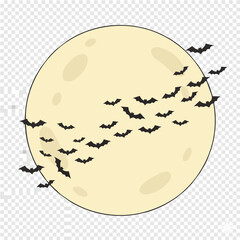 vector illustration of a moon with bats flying