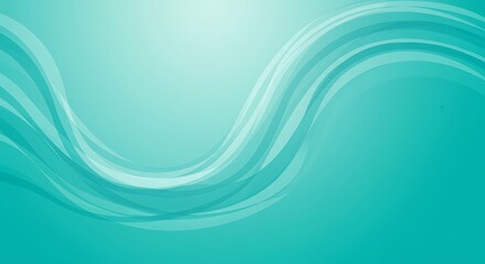 Obraz premium Abstract teal background with flowing wavy lines and gradient.