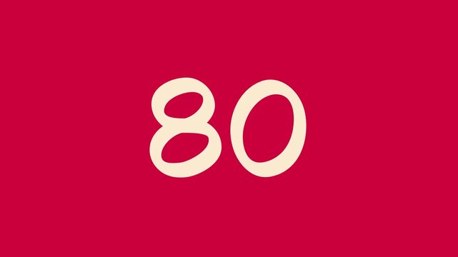 85 second countdown timer with beige number on red backgrounds uitable for presentations, websites, and educational resources   