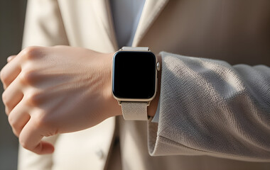 Productivity and Style: A Professional man Checking Her Smartwatch