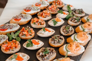 Gourmet Canapes on Slate Platter