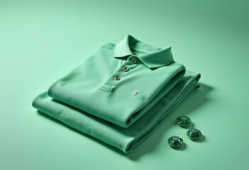 Mint Green Polo Shirt on the min green background