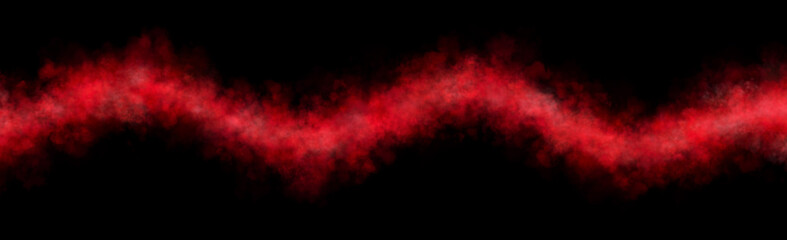Red smoke wave line on transparent background mockup template for horror atmosphere or magical explosion effect scene