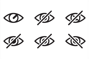 Web and App Design Line Icons Featuring Eye Security and Privacy Controls
