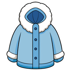 A cartoon illustration of a man in a blue coat and a hood