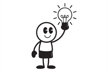 Fun Stickman Doodle Showing Innovation and Problem Solving Concept