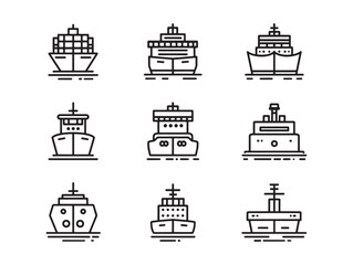 Fototapeta premium Cargo Ship Ultra Minimalist 2D Line