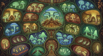 Fototapeta premium Fantasy mushroom forest illustration