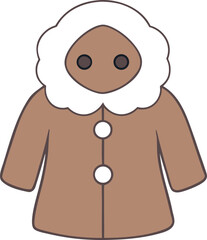 A cartoon illustration of a man in a blue coat and a hood