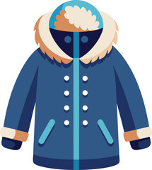 A cartoon illustration of a man in a blue coat and a hood